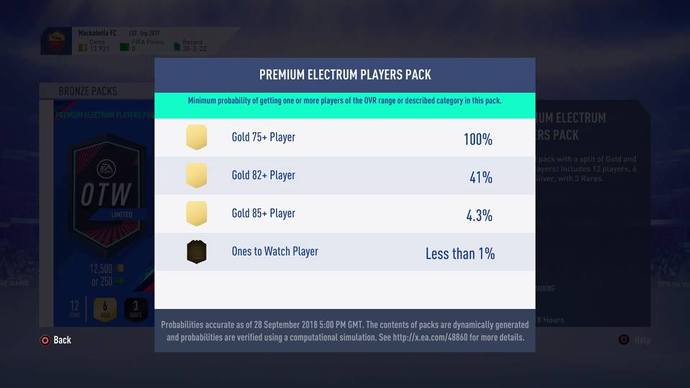 fifa ultimate team loot boxes drop rates
