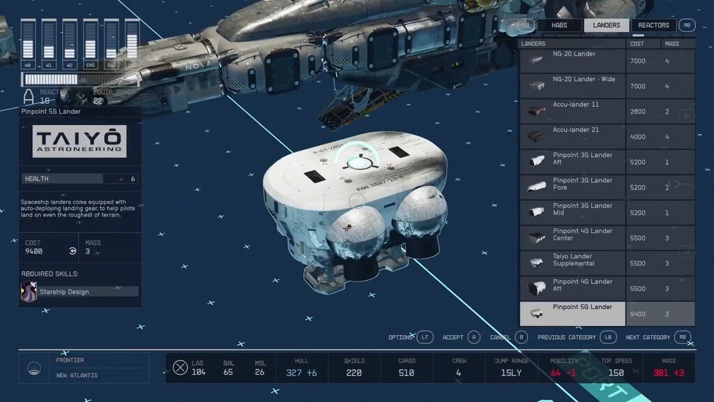 Starfield ship customization