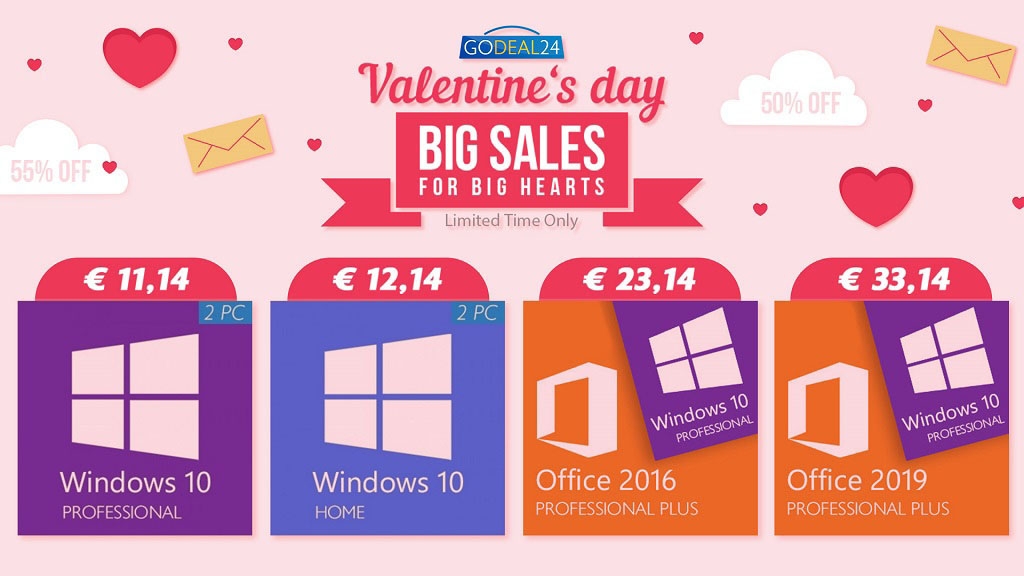 Προσφορά Αγίου Βαλεντίνου: Τα Windows 10 στα 5,5 ευρώ για τον καθένα!
